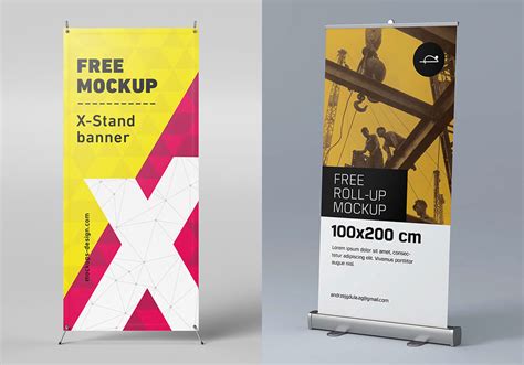 Roll Up Banner Mockup Free PSD