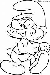Papa Smurf Walking Coloring Page  ColoringAll sketch template