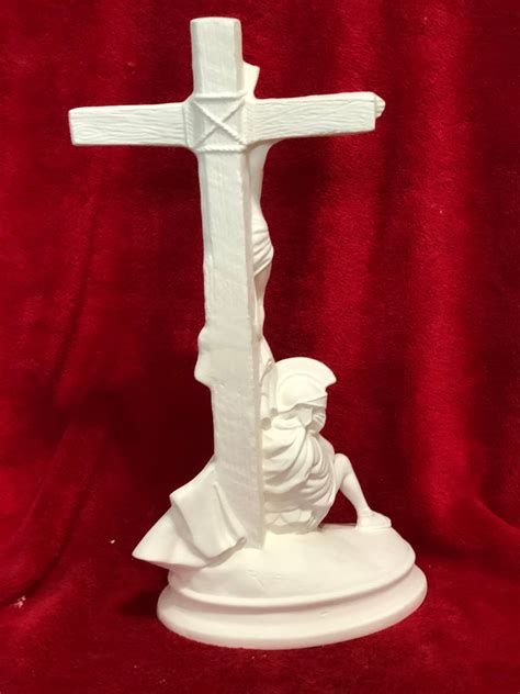 Handcrafted Crucifix Sculpture - Ceramic Bisque Sculpture for Easter Home Decor - Religious Home ...