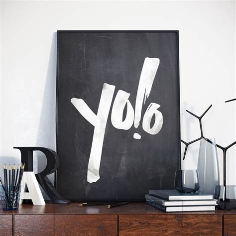 Yolo, Yolo Poster, Yolo Print, Watercolor Chalkboard Minimalistic Artwork, Watercolor Typography ...