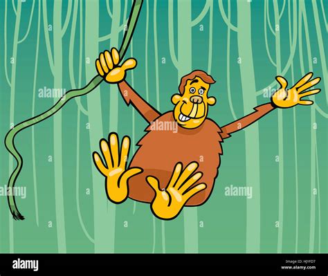 Tier, Dschungel, Illustration, Schimpanse, Cartoon, Wald, lachen, lacht Stockfotografie - Alamy