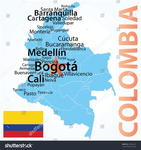 Colombia Vector Map Largest Cities Carefully 库存矢量图（免版税）233562391 | Shutterstock