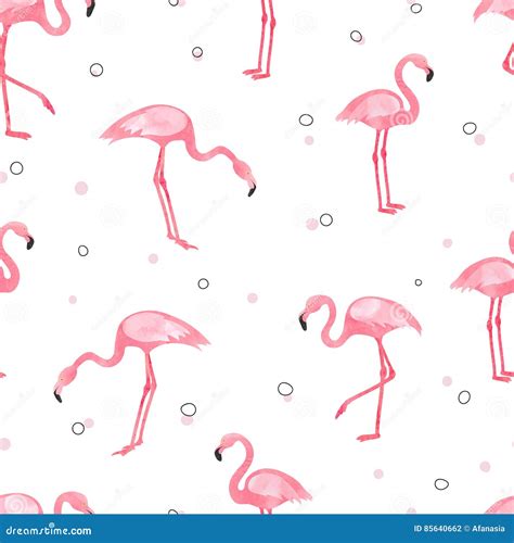 Watercolor Pink Flamingo Seamless Pattern Stock Vector - Illustration of exotic, watercolor ...