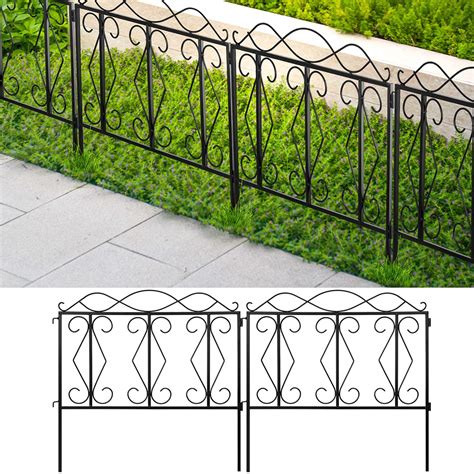 Amagabeli Decorative Garden Fence 24in x 10ft Outdoor Black Thicken Metal Wire Fencing Rustproof ...