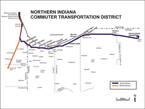 South Shore Train Map | Train map, Indiana, System map