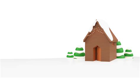 3D Render Of Snow Cover House Decorated By Lighting Garland With Xmas Trees 24698457 PNG