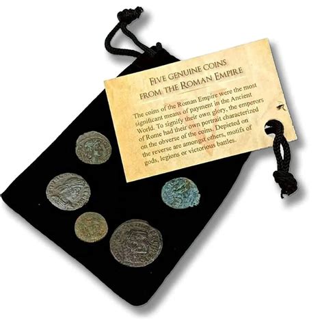 5 Original Roman Coins in Velvet Bag - Atomic Templates