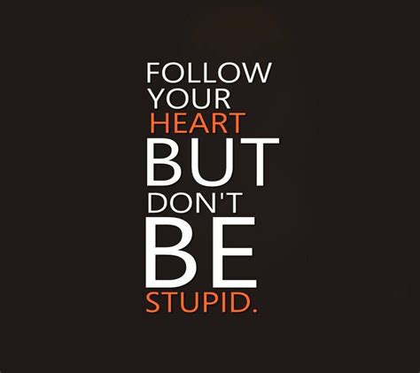 Follow Your Heart But Don't Be Stupid | Quotes | Wallpaper quotes ...