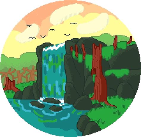 "Pixel Waterfall" by Jackapedia | Redbubble