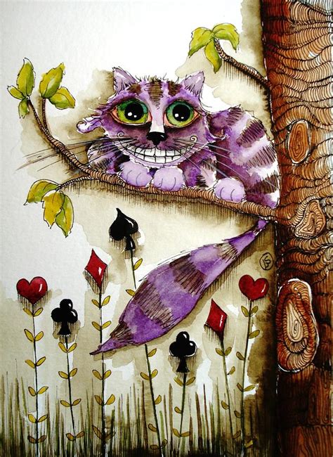 Cheshire Cat Painting by Lucia Stewart