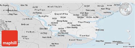 Silver Style Panoramic Map of Thai Binh