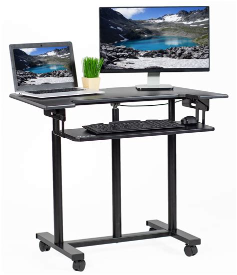 VIVO Mobile Height Adjustable Stand Up Desk Cart with Sliding Keyboard ...