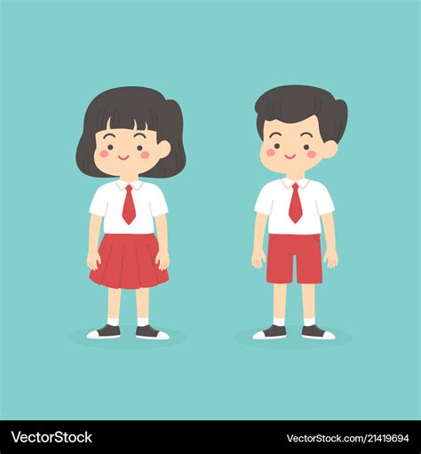 Indonesian elementary school uniform kids cartoon Vector Image