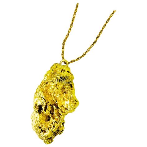 Gold Nugget Large Pendant Necklace at 1stDibs