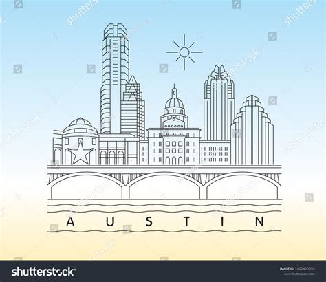 Austin Texas Skyline Minimal Linear Vector Stock Vector (Royalty Free ...