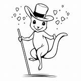 Black And White Cartoon Illustration Of A Kangaroo Jumping With Stick  sketch template