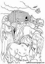 Noah Leading Animals Onto The Ark Bible coloring page  sketch template