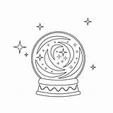Magic Crystal Ball Coloring Page Black And White Vector  sketch template
