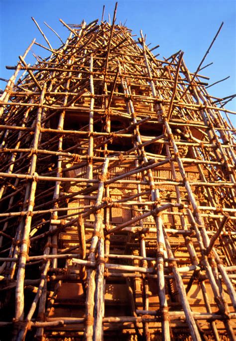 Wooden Scaffolding On A Building In India Photograph by Tony Craddock/science Photo Library ...