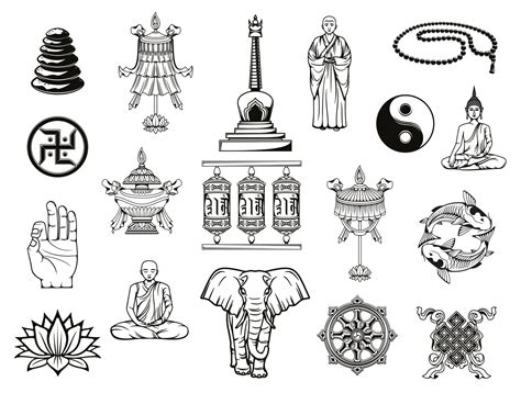 Buddhism religion symbol, Buddha, ying yang, lotus 16544446 Vector Art at Vecteezy