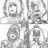 Kiss Rock Band Coloring Pages Sketch Page sketch template