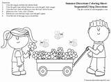 Summer Directions Coloring Sheet Sequential 2 step  sketch template
