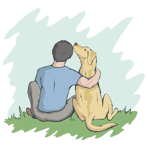 Man With Dog, Dog Friendship, Man With Pet Stock Vector - Illustration of friend, companion ...