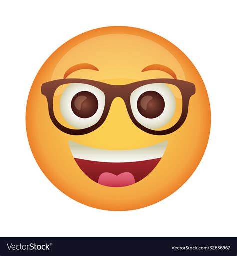 Emoji face laughing with eyeglasses flat style Vector Image