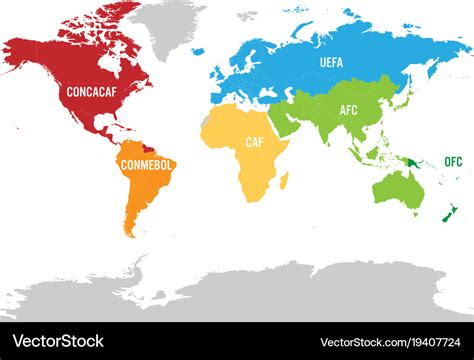 Map of world football or soccer confederations Vector Image