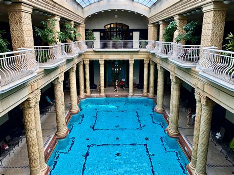 Gellert Baths in Budapest. Built during WW1, natural hot springs flowing through an Art Nouveau ...