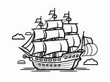 Nautical Pirate Ship Coloring  Page sketch template