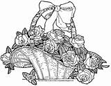 A Basket Of Roses Coloring Page  Crayon Palace sketch template