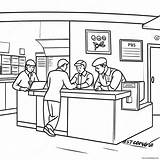 Busy Post Office Scene Coloring Page 53474 42303 sketch template