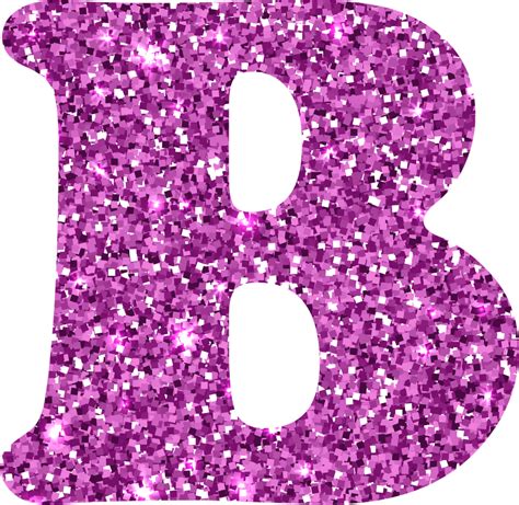 the letter b is made up of purple glitter