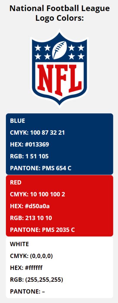 NFL Team Colors | HEX, RGB, CMYK, PANTONE COLOR CODES OF SPORTS TEAMS