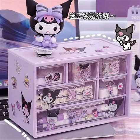 [CKWES] Creative Sanrio Multi Layer 6 Palace Grid Storage Box Cartoon Kuromi Table Drawer Cute ...