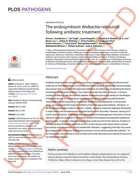 (PDF) The endosymbiont Wolbachia rebounds following antibiotic treatment