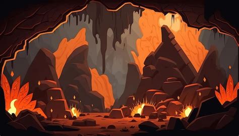 Premium Photo | Lava cave background environment for platform game