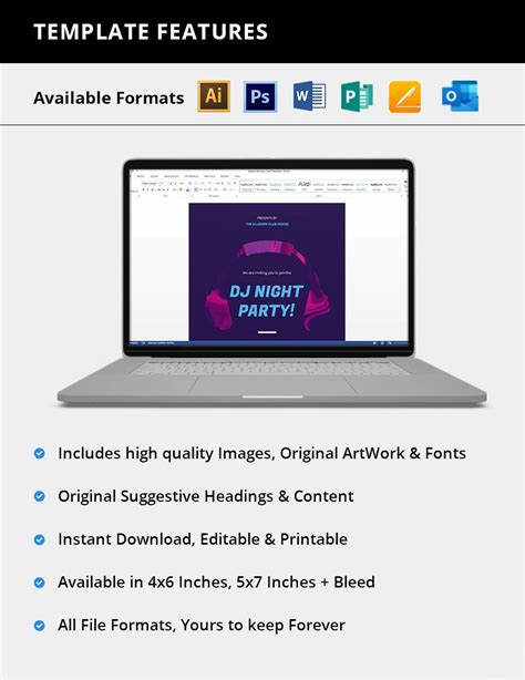 DJ Party Invitation Template in Word, Illustrator, Publisher, Pages ...