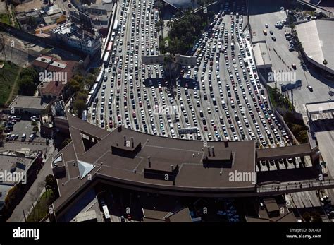 aerial San Ysidro, San Diego, Tijuana border crossing at the Mexican Stock Photo, Royalty Free ...