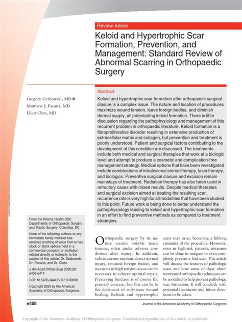 Keloid and Hypertrophic Scar Formation, Prevention, and Management: Standard Review of Abnormal ...