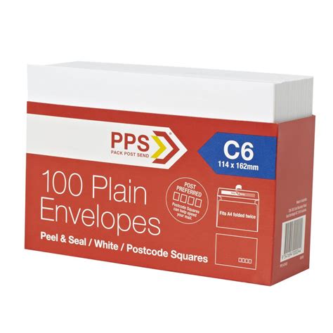 PPS Plainface C6 Envelopes White 100 Pack | Officeworks