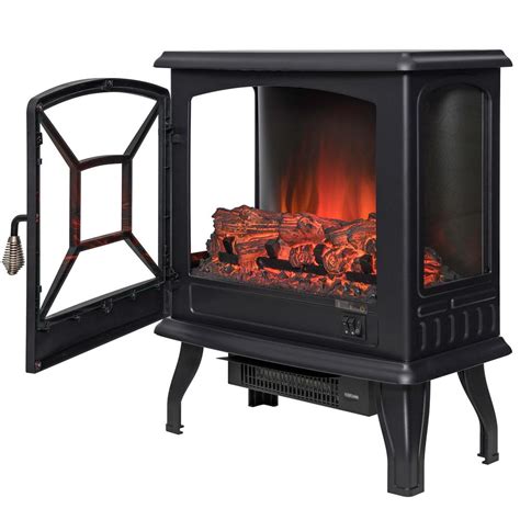 Freestanding 23 in Electric Fireplace Insert Heater Black Tempered ...