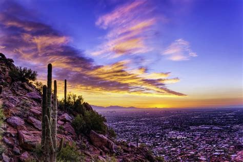 1920x1080px, 1080P free download | Sunset over Phoenix, Arizona, city, clouds, sky, cactus ...