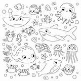 Premium Vector  Coloring Page With Sea Animals sketch template