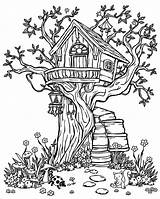 Magical Spring Treehouse Coloring Page  Free Printable sketch template
