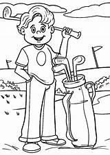 Young Boy Playing Golf Coloring Page  Free Printable Pages sketch template