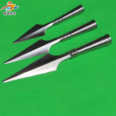 Stainless steel spear head wushu performance kungfu double ridges red ...