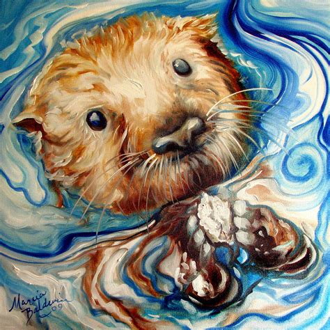 Sea Otter Swim Painting by Marcia Baldwin