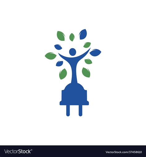 Electric cord and human tree logo design Vector Image